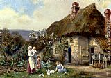 Famous Cottage Paintings - In A Cottage Garden